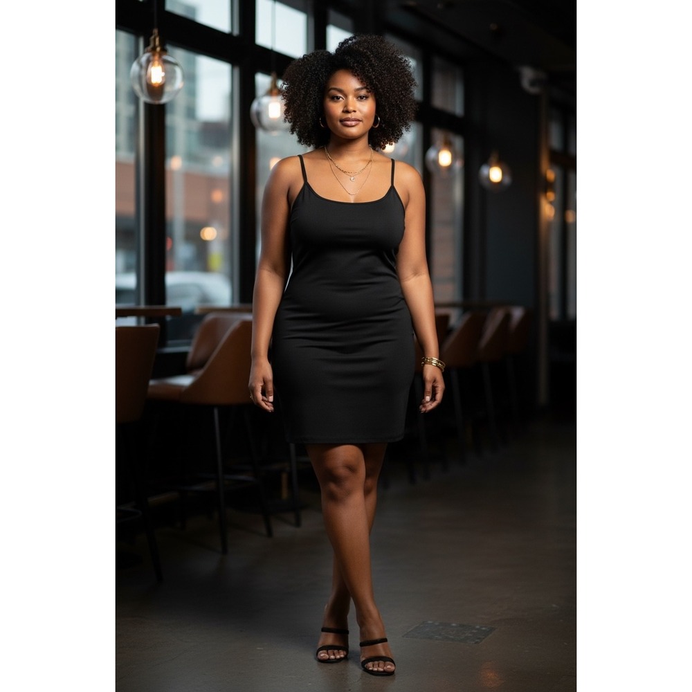 Good American Mini Dress 2X Black Scuba Bodycon GDW0228 LBD Capsule Minimalist - Picture 1 of 6